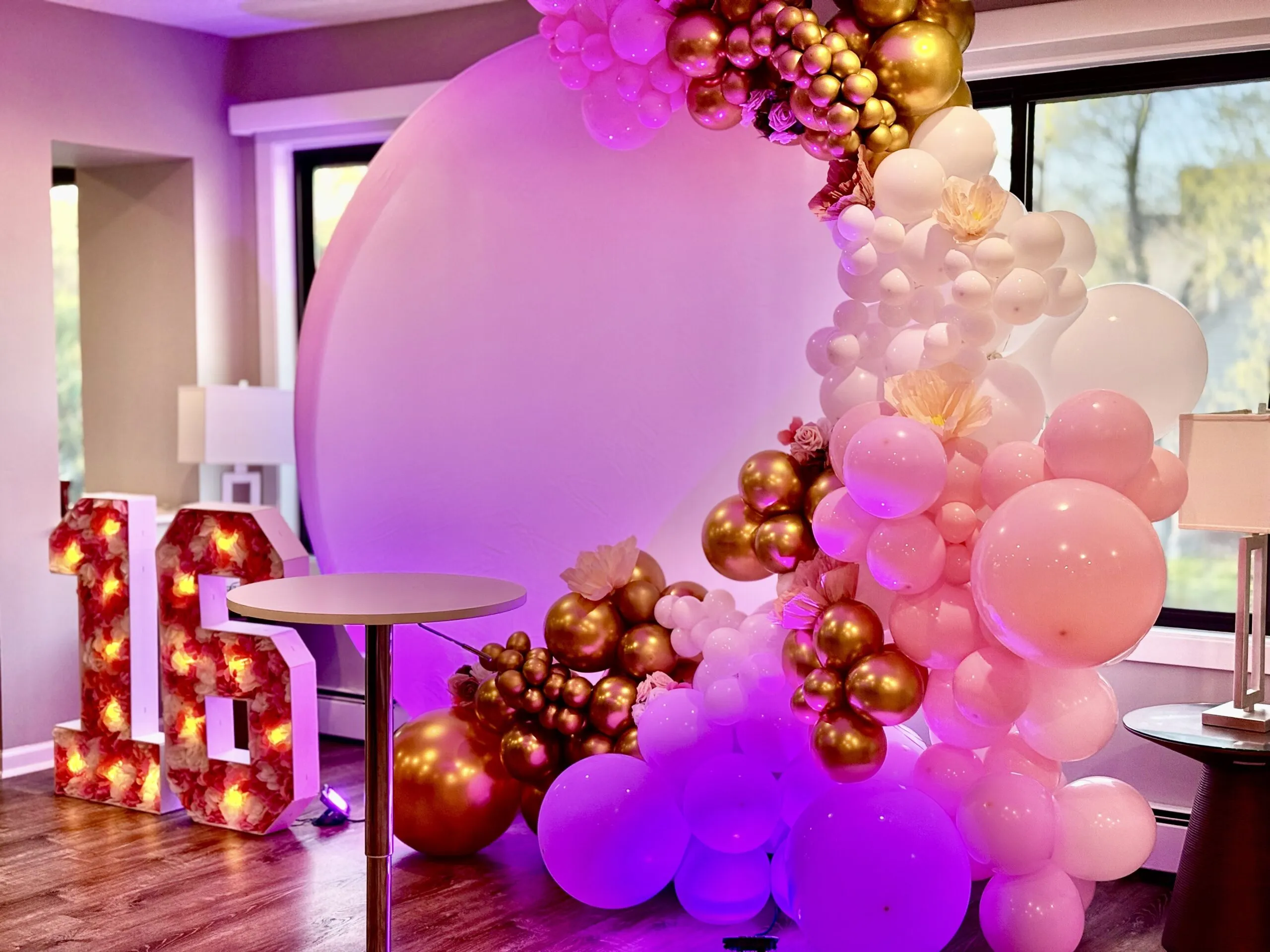 Balloon garland and backdrop styled by Party Perfect MN