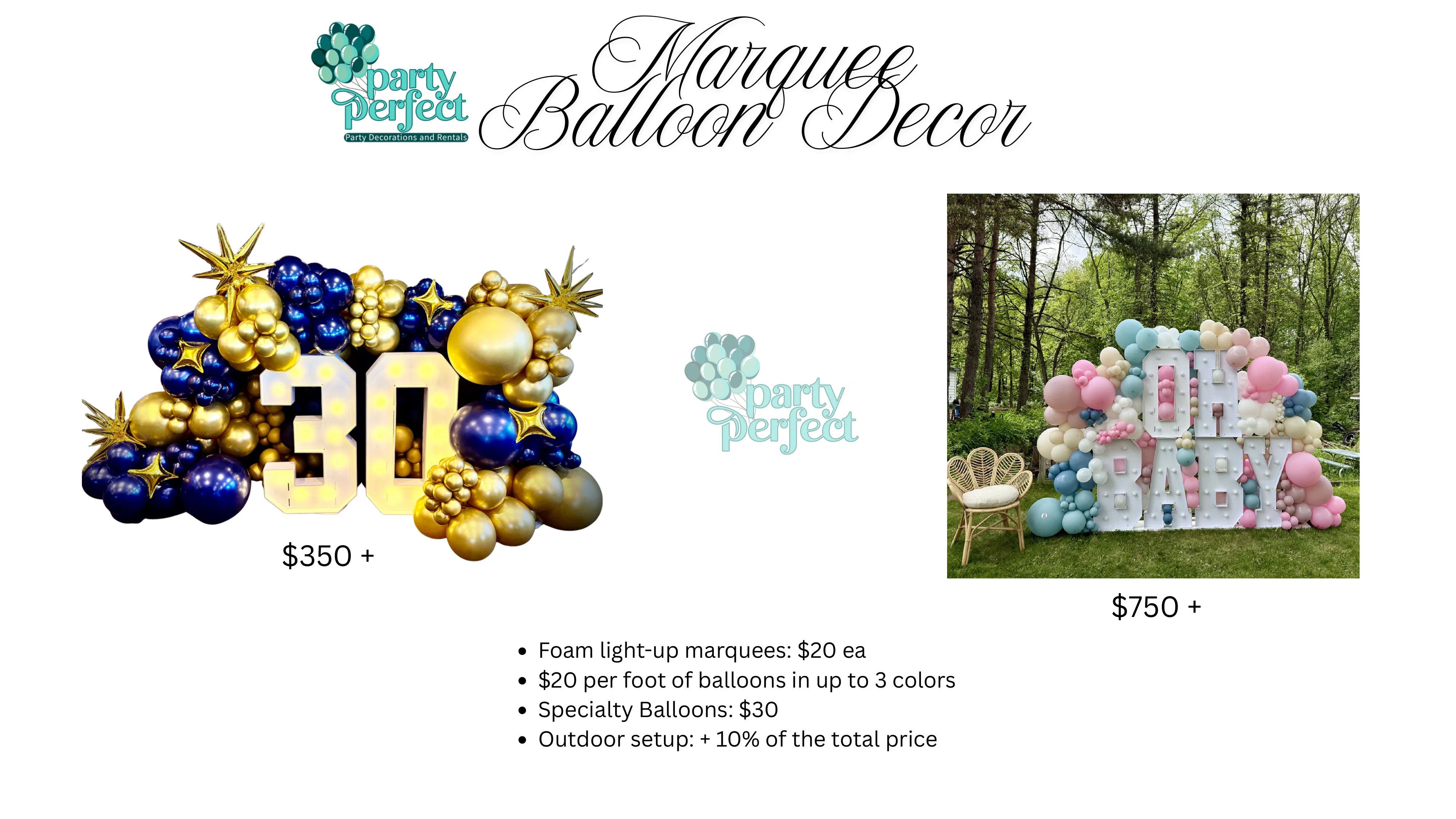 Marquee Balloon Decor pricing — from $350